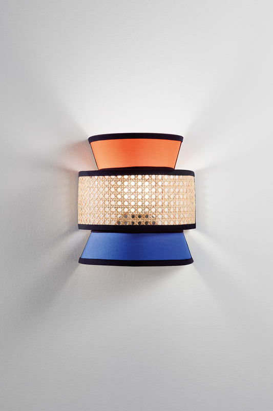 FANEUROPE APPLIQUE GAZEBO ARANCIONE+BLU+RATTAN NATURALE 1XE27 24X15X28CM I-GAZEBO-AP-AB