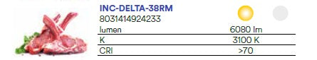 Faretto ad incasso LED DELTA bianco estraibile per generi alimentari 30W 3100K CRI>70 19 5X23CM INC-DELTA-38RM