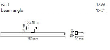 FANEUROPE APPLIQUE LED LANCER BIANCA FISSAGGIO PARETE/SPECCHIO 13W 1000LM 3000K LUCE CALDA LED-W-LANCER-C-BCO