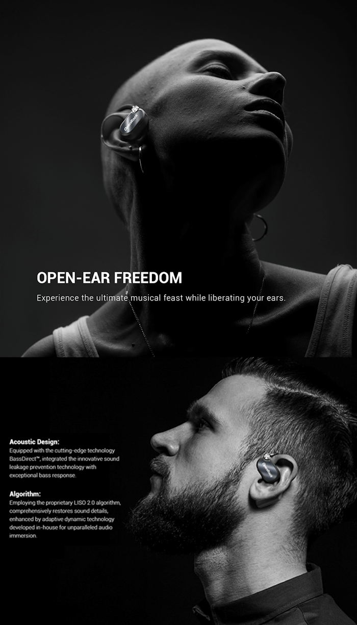 Cuffie Bluetooth Wireless Nero OneOdio OpenRock X A Conduzione Aperta ONERX226B