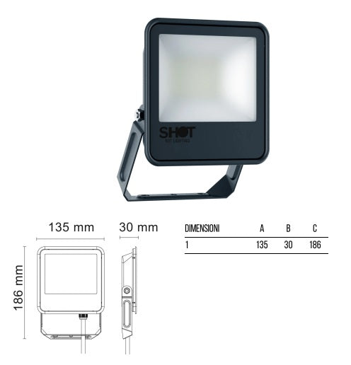 Bot Lighting Faro led  Proiettore a LED slim NERO  30W 3450lm ORLANDO30G