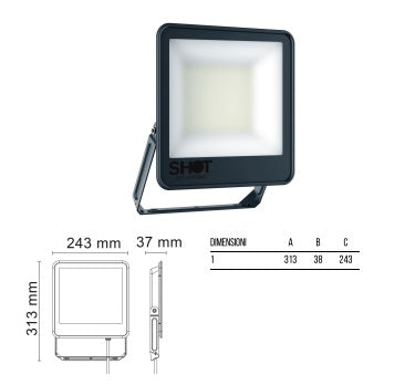 Bot Lighting Faro led Proiettore a LED slim NERO 90W 12600lm ORLANDO90G