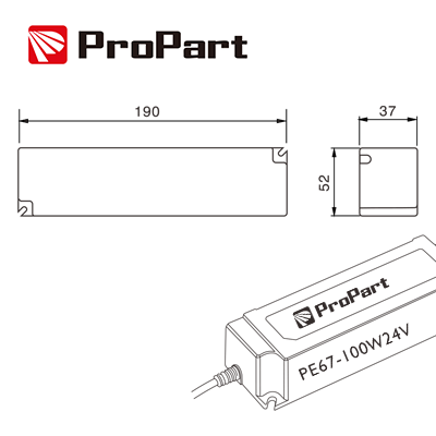 Alimentatore PROPART IP67 24V 100W 4.16A Size:190*52*37mm