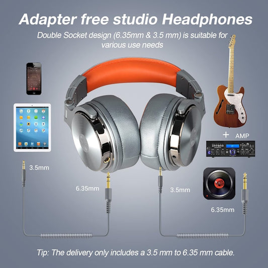 Cuffie con filo Argento/Arancione OneOdio Studio Pro 50 Hi-Res DJ Cablate c/Microfono UNOOP5031SO