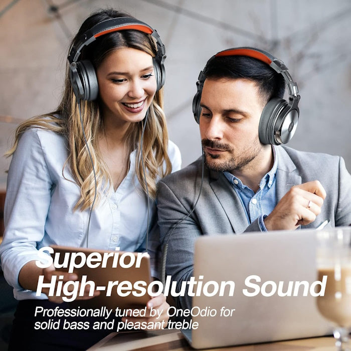 Cuffie con filo Argento/Arancione OneOdio Studio Pro 50 Hi-Res DJ Cablate c/Microfono UNOOP5031SO