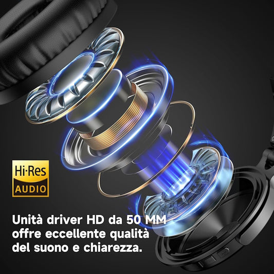 Cuffie Bluetooth Wireless Nero con microfono OneOdio Studio C Hi-Res Cuffie DJ 5.0 ONEOPC045B