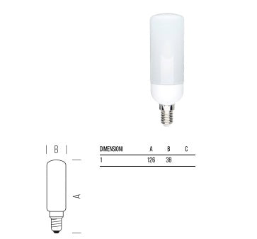 BOT LIGHTING lampadina led tubolare T37 8W E14 4000K 1055lm luce NATURALE SLD7309X3