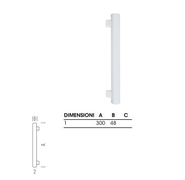 lampada led lineare tipo philinea 5w attacco doppio s14s 300lm luce calda 2700K 300mm BOT LIGHTING SLD9105X2