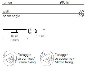 FANEUROPE APPLIQUE LED WALLY CROMO FISSAGGIO PARETE/SPECCHIO 8W 910LM 4000K IP44 SPOT-B-WALLY