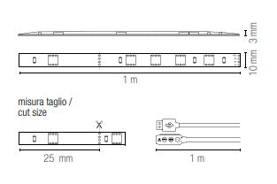 FANEUROPE Strip LED RGB comando touch con attacco USB STRIP-SURROUND