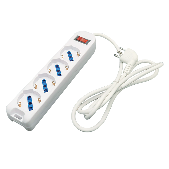 Multipresa Imperia appendibile 4xP40 +INTERR+ PROTEZ. CAVO 1,5MT spina 10A 2500w bianca interruttore CAVO 1,5MT 900253