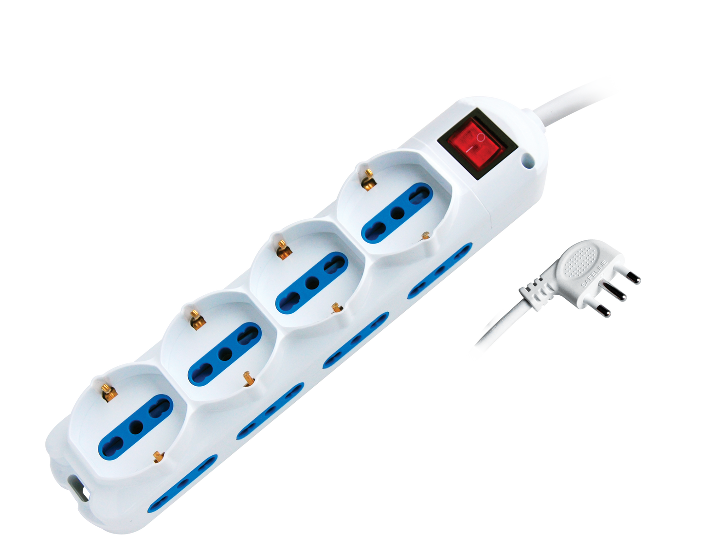 Multipresa Imperia 12P 4xP40 + 8 P17/11 appendibile 16A 3500w bianca interruttore luminoso CAVO 1,5MT 900062