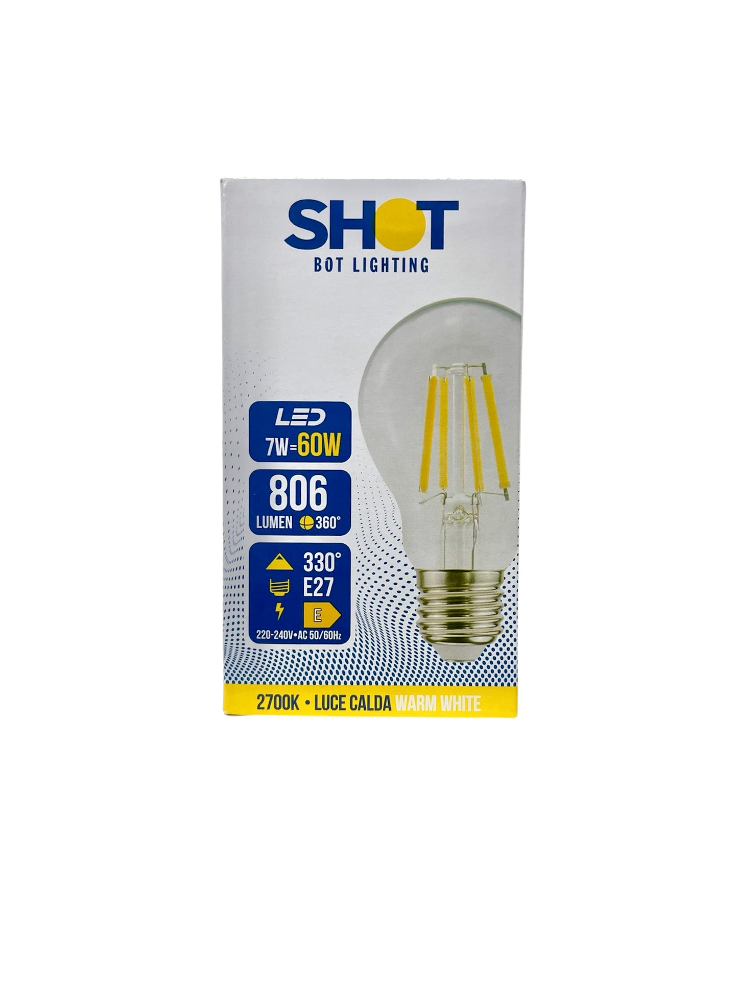 BOT LIGHTING lampadina goccia led E27 7W 806LM 2700K luce calda vetro trasparente WLD1008X2