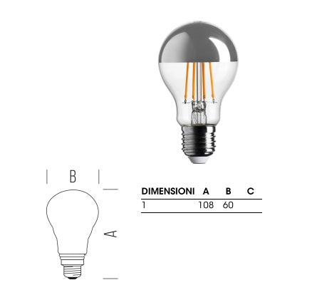 BOT LIGHTING lampadina goccia led cupola argentata E27 7W 806LM 2700K luce calda WLD1008X2CA
