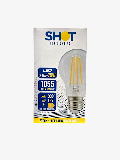 BOT LIGHTING lampadina goccia led E27 8,5W 1055LM 2700K luce calda vetro trasparente WLD1010X2