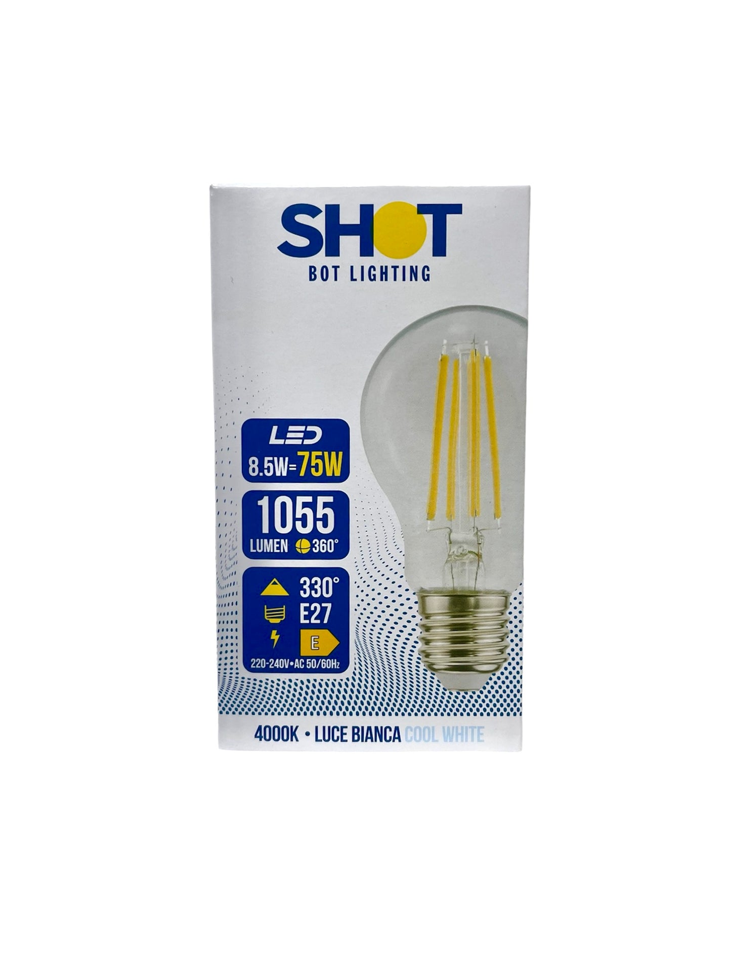 BOT LIGHTING LAMPADINA GOCCIA LED E27 8,5W 1055LM 4000K LUCE CALDA VETRO TRASPARENTE WLD1010X3