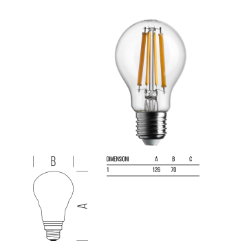 BOT LIGHTING lampadina goccia led E27 18W 2452LM 2700K luce calda vetro trasparente WLD1016X2