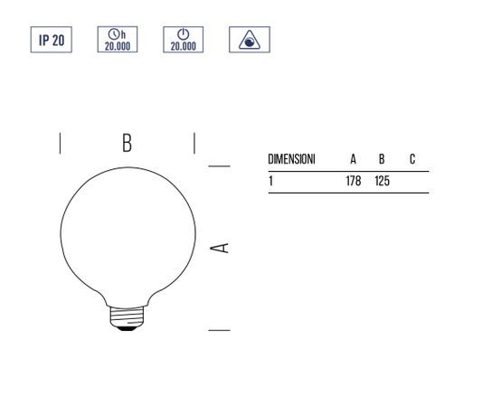 BOT LIGHTING globo 125 led E27 dimmerabile 11W 1521LM 2700K Vetro trasparente WLD4013X2D