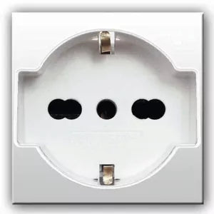 AVE Presa schuko bipasso, Domus S44, colore RAL 9010, 2P+T 10/16A 250V - finitura lucida - 2 Mod. 441090/15TS