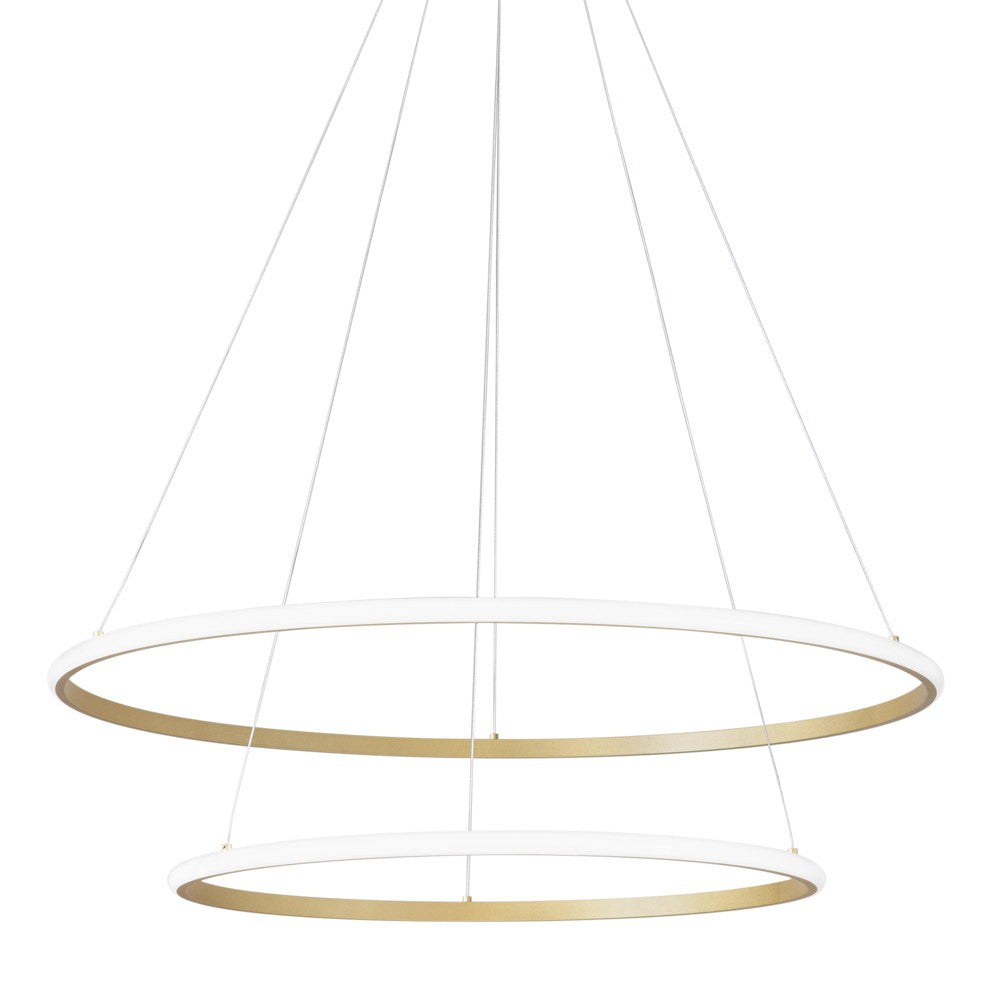Sospensione Led Axis con doppio diffusore oro in silicone Ø 60cm. Ø 80cm. CCT LED-AXIS-S8060-ORO