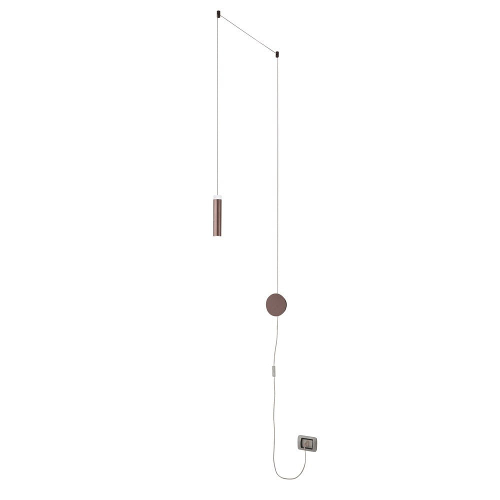Applique LED CANDLE in alluminio bronzo con cavo regolabile e presa luce biemissione LED-CANDLE-AP1