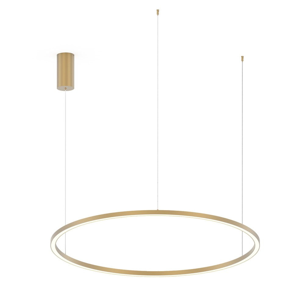 Sospensione LED HOOP in alluminio oro diffusore in acrilico e cavi regolabili CCT 120cm. LED-HOOP-S120-ORO