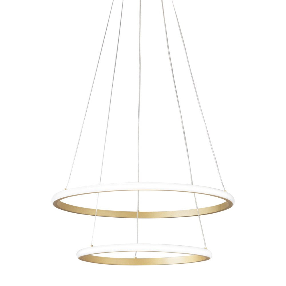 Sospensione Led Axis con doppio diffusore oro in silicone Ø 40cm. Ø 60cm. CCT LED-AXIS-S6040-SPI-ORO