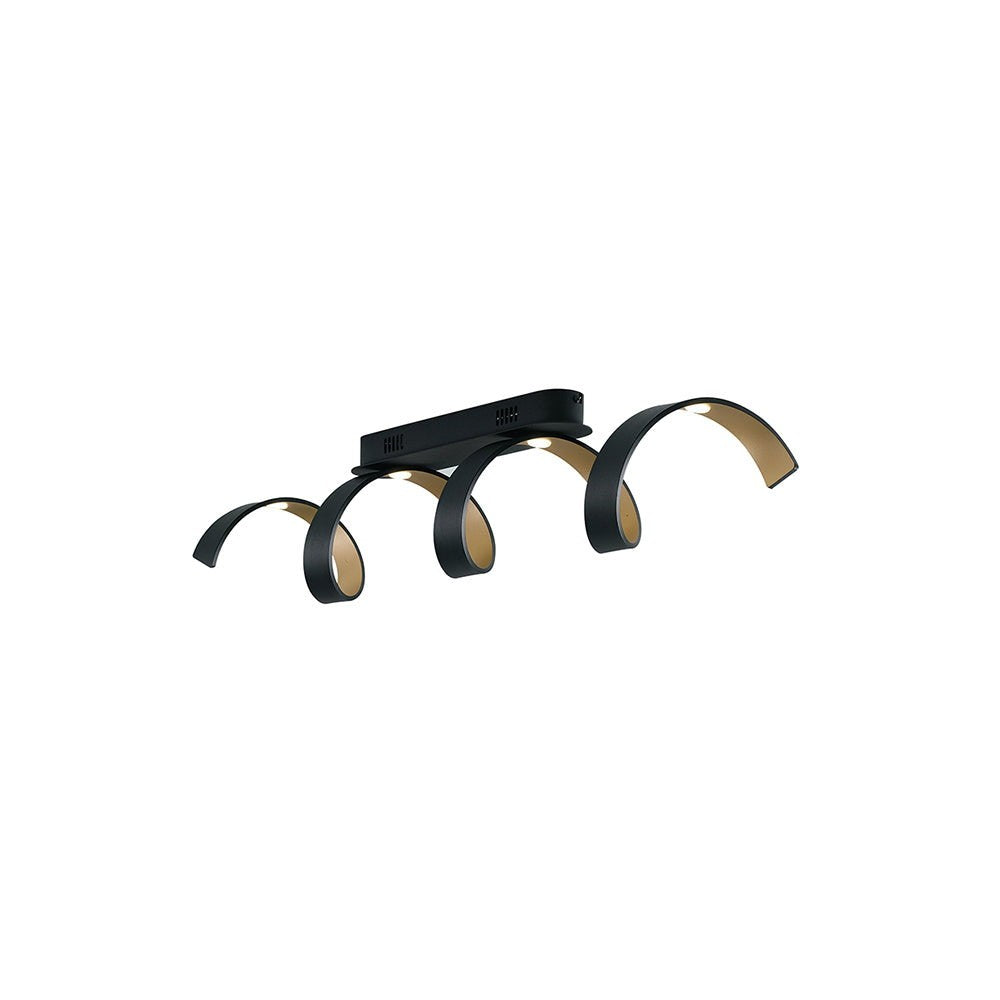 Plafoniera LED HELIX in alluminio nera e oro 3000K (Luce calda) LED-HELIX-PL4C NER