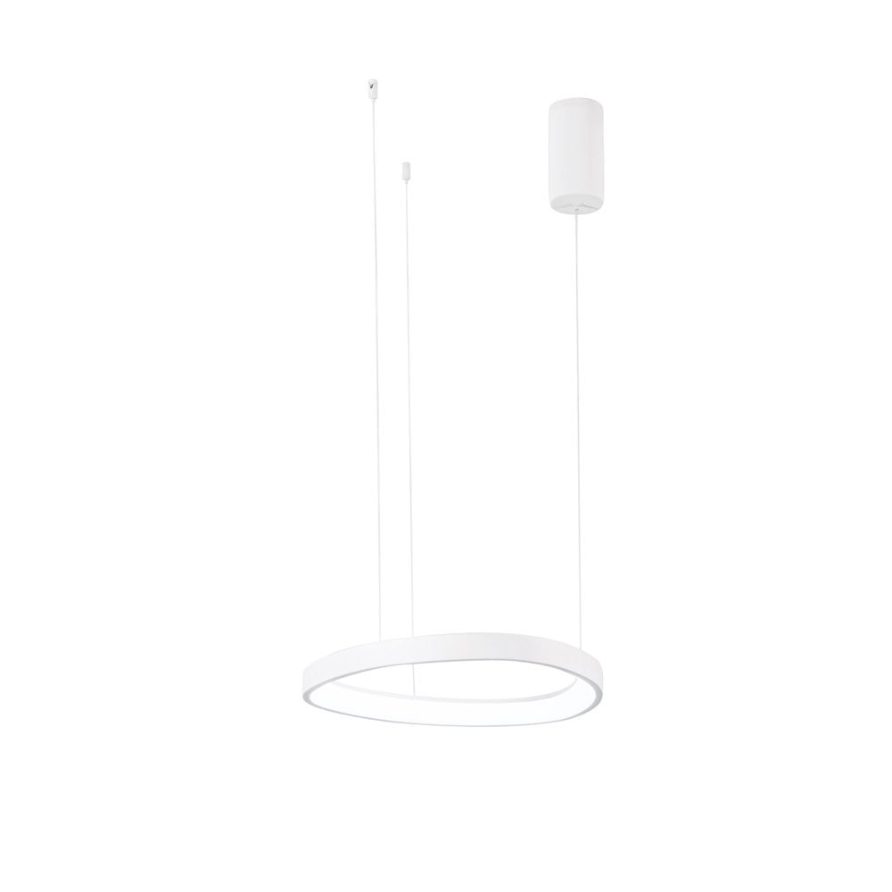 Sospensione LED KLAPTON in alluminio bianco cavo regolabile CCT h150cm. 45 cm. LED-KLAPTON-S45-BCO