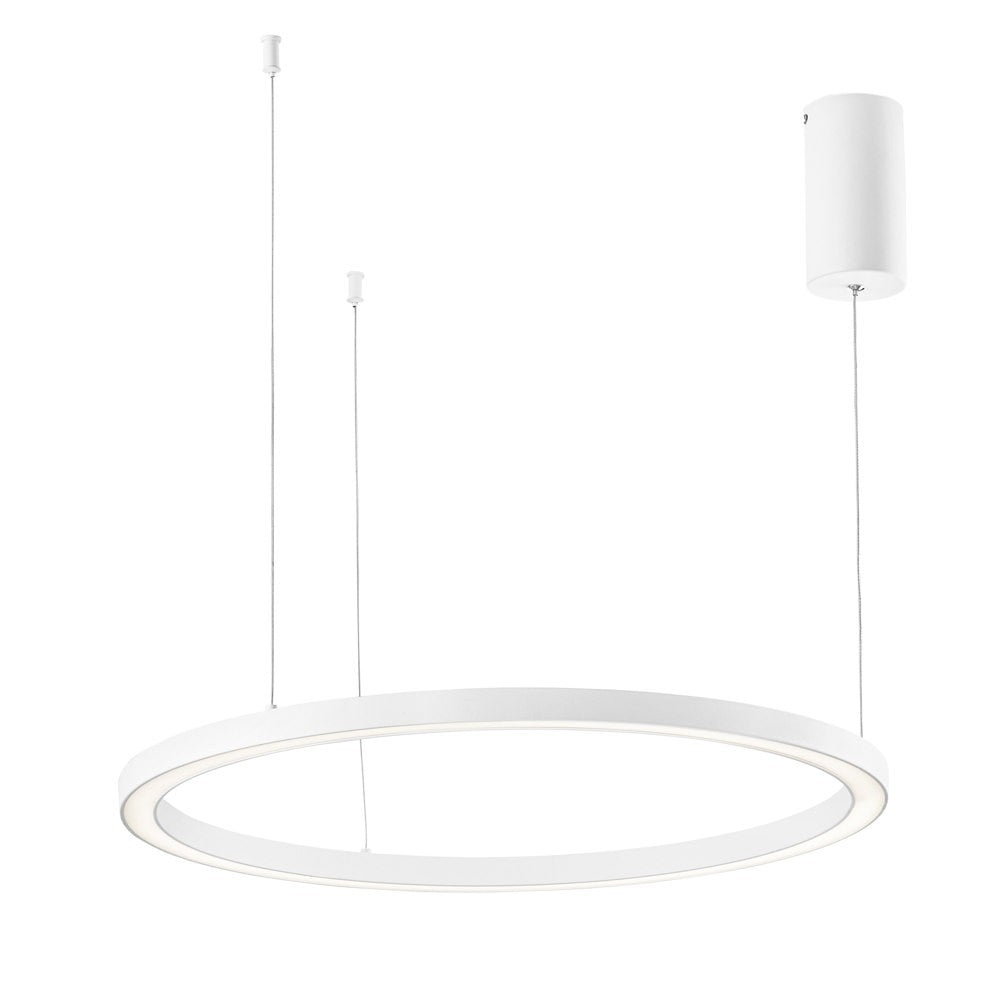 Sospensione LED HOOP in alluminio bianca diffusore in acrilico e cavi regolabili CCT 120cm. LED-HOOP-S120-BCO