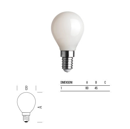 BOT LIGHTING lampadina Dimmerabile sferetta led E14 5,9 W 806LM 2700K luce calda vetro Bianco latte full glass MLD3006x2D