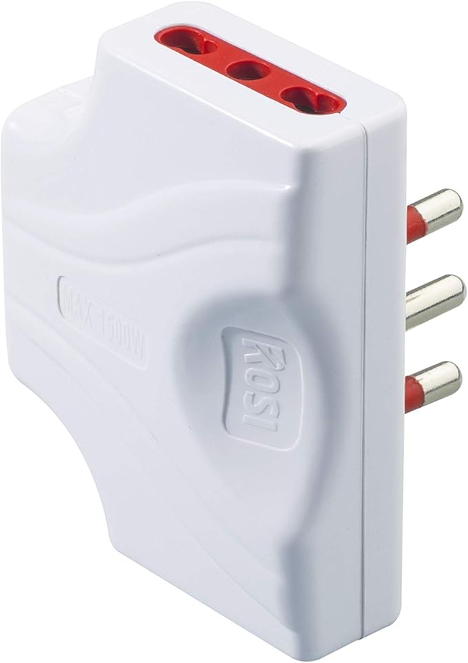 Rosi Adattatore Triplo extrapiatto 10/16A BIANCO spina 10A 78132T