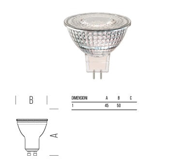 Bot Lighting lampadina LED MR16 ALL-GLASS GU5,3 12v ac/dc 6,2w 500lm 3000k SLD670642
