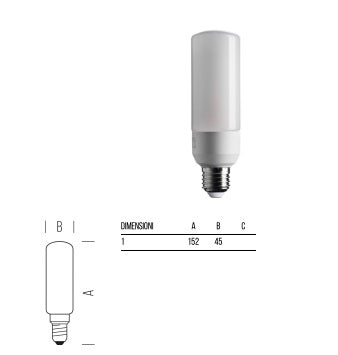 BOT LIGHTING lampadina led tubolare T45 12W E27 2700K 1521lm luce calda SLD7414X2
