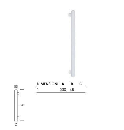 lampada led lineare tipo philinea7,5w attacco doppio s14s 700lm luce calda 2700K 500mm BOT LIGHTING SLD9108X2