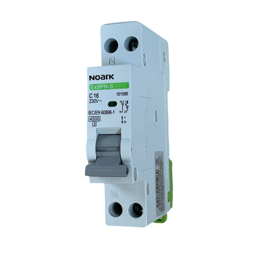interruttore magnetotermico 1P+N curva C -  16A  4,5kA - 230 Vac - 1 modulo Noark 101595