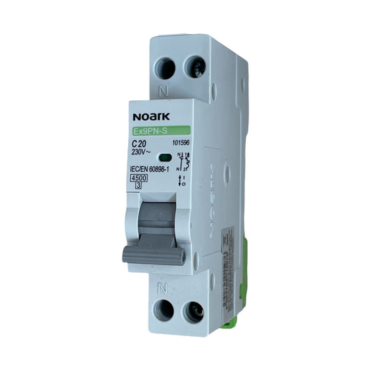 interruttore magnetotermico 1P+N curva C -  20A  4,5kA - 230 Vac - 1 modulo Noark 101596