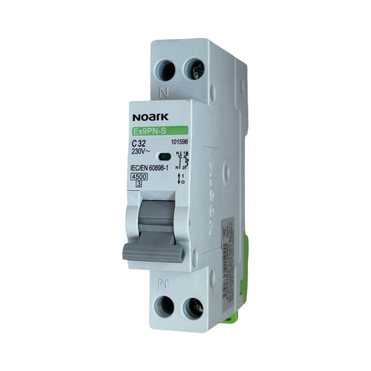 interruttore magnetotermico 1P+N curva C -  32A  4,5kA - 230 Vac - 1 modulo Noark 101598