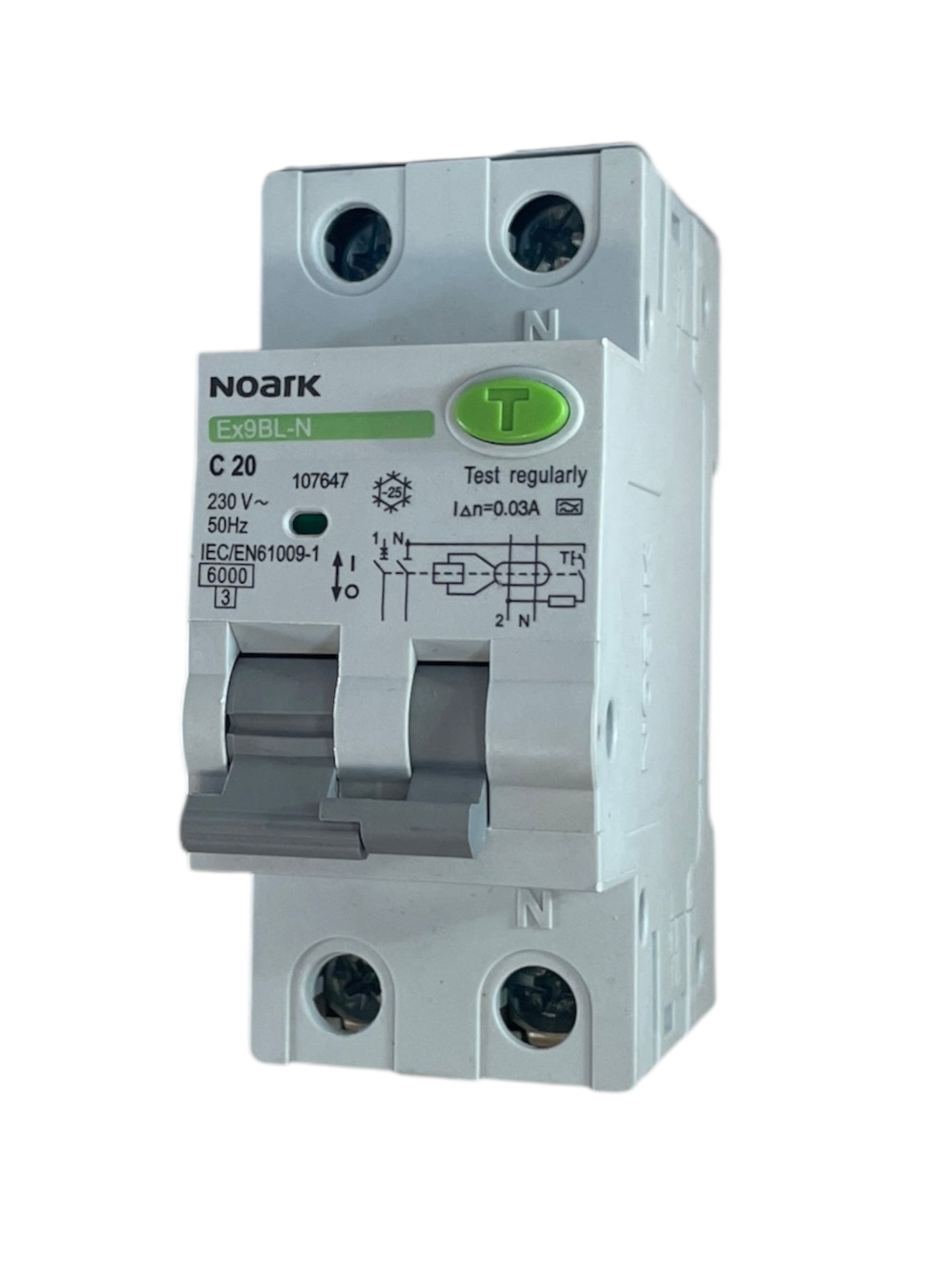 Noark Interruttore magnetotermico differenziale Ex9BL-N 1P+N C20A TIPO A 30mA 6K 107647