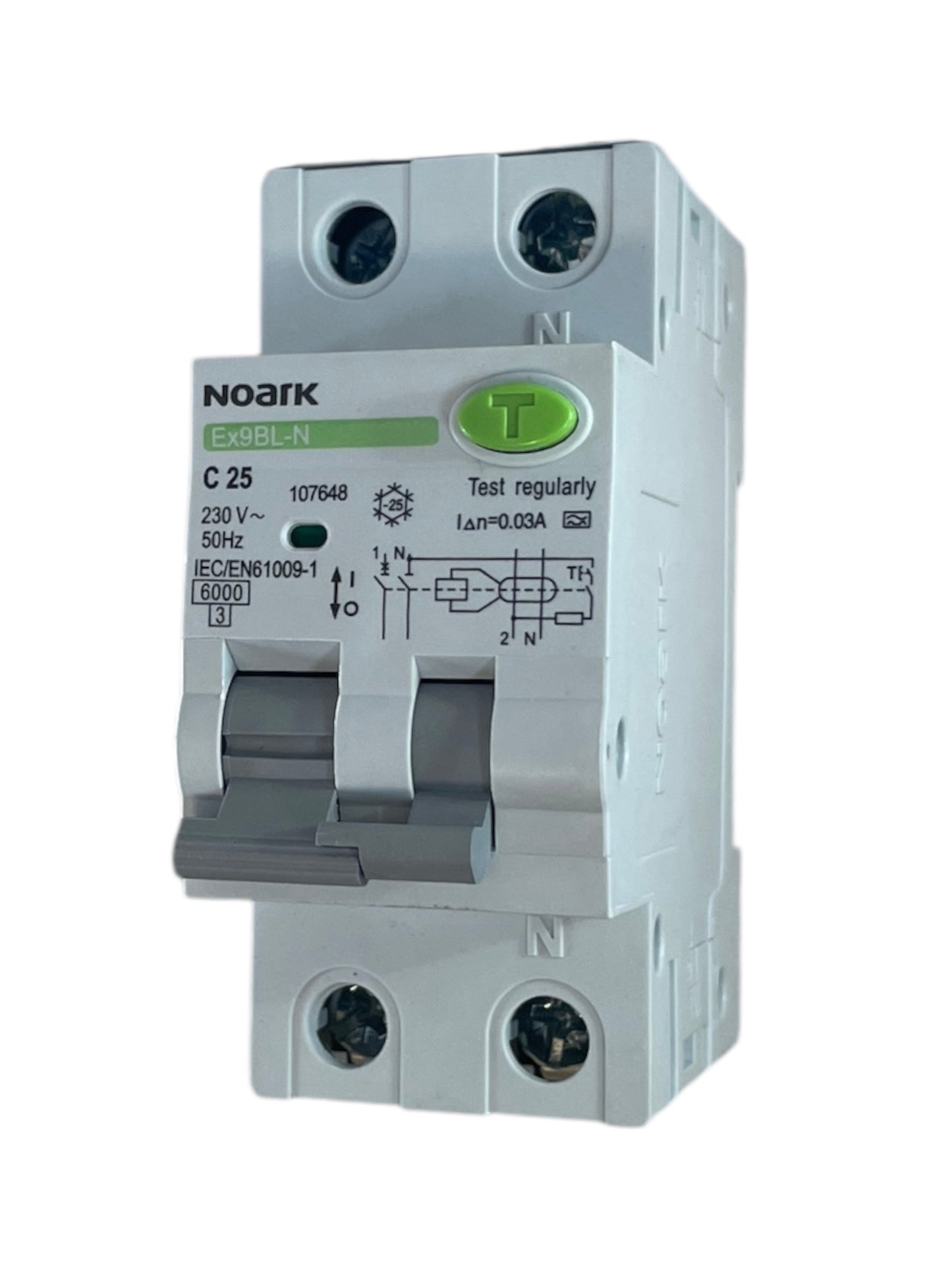 Noark Interruttore magnetotermico differenziale Ex9BL-N 1P+N C25A TIPO A 30mA 6K 107648