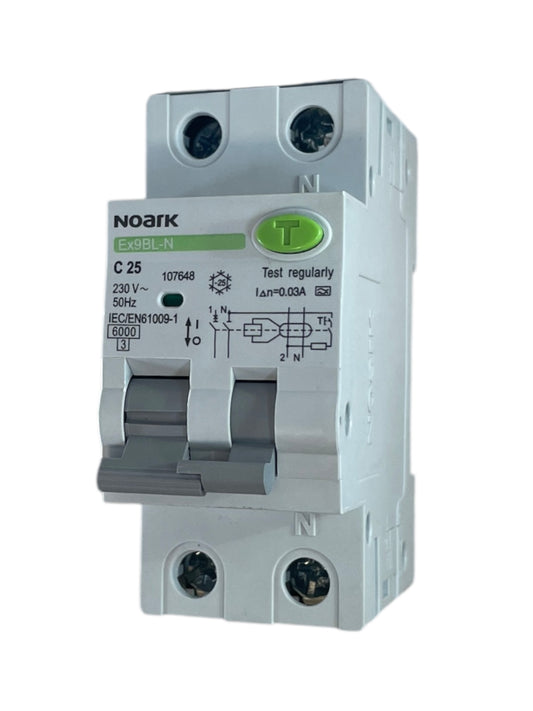 Noark Interruttore magnetotermico differenziale Ex9BL-N 1P+N C25A TIPO A 30mA 6K 107648