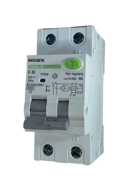 Noark Interruttore magnetotermico differenziale Ex9BL-N 1P+N C32A TIPO A 30mA 6K 107649