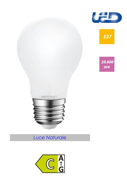 Lampadina led goccia E27 4000K 15W 2452 lumen 230V 25000H FILAMENT OPALE 213940