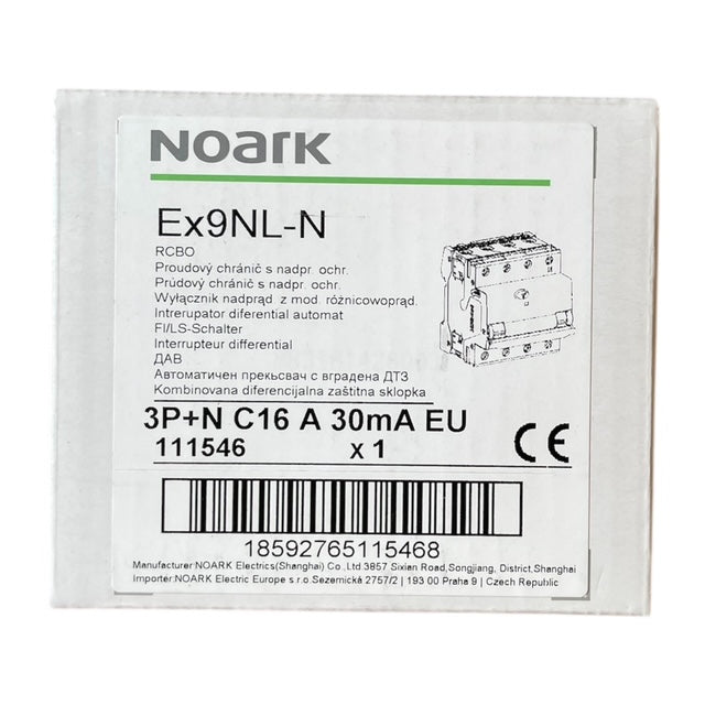 Noark Interruttore magnetotermico differenziale Ex9NL-N 3P+N C16 A 30mA TIPO A 30mA 6K 111546