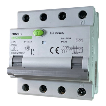 Noark Interruttore magnetotermico differenziale Ex9NL-N 3P+N C20 A 30mA TIPO A 30mA 6K 111547