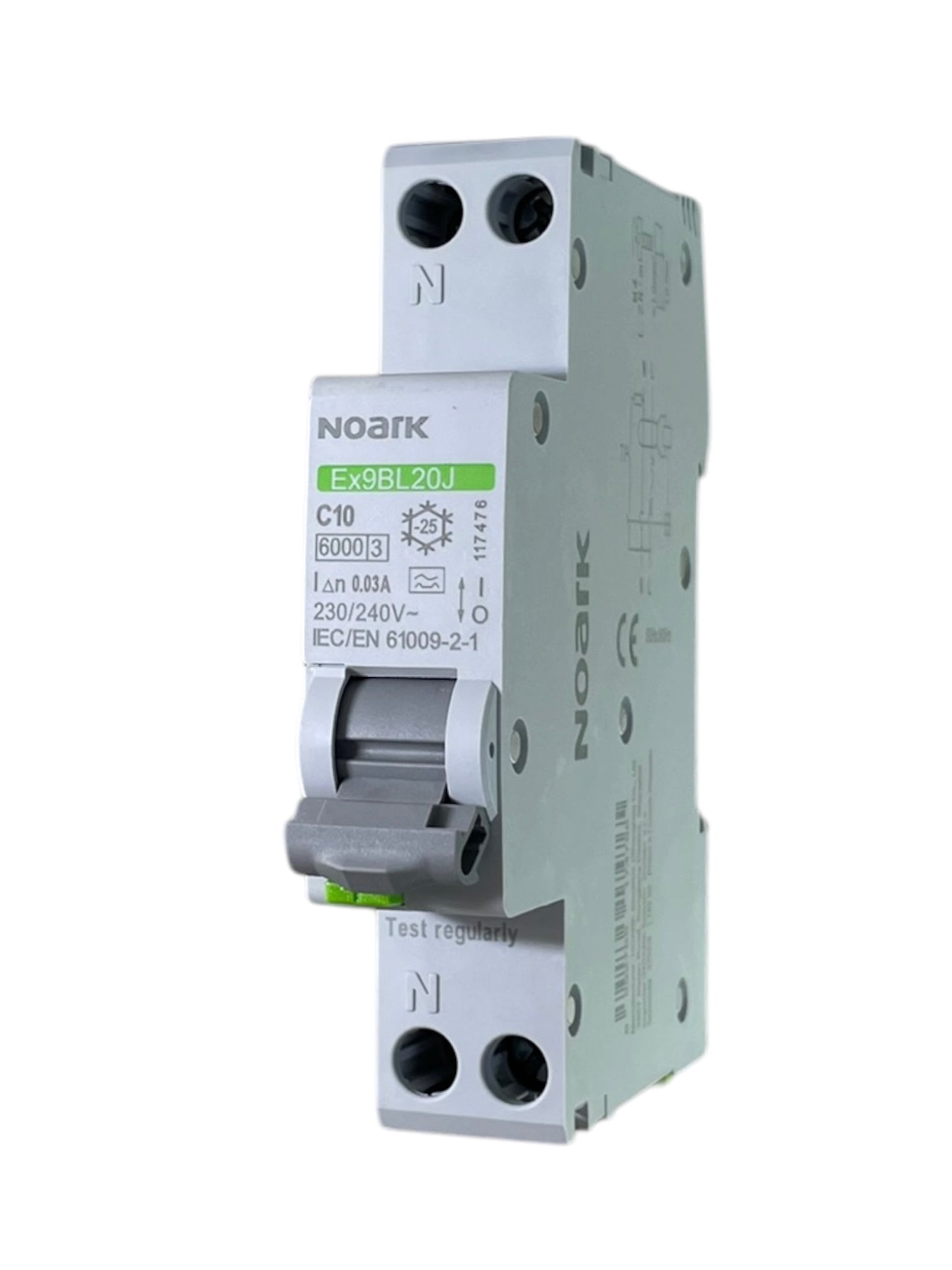 Noark Interruttore magnetotermico differenziale Ex9BL20J 1PN C10 30mA A  TIPO A 30mA 6K 117476