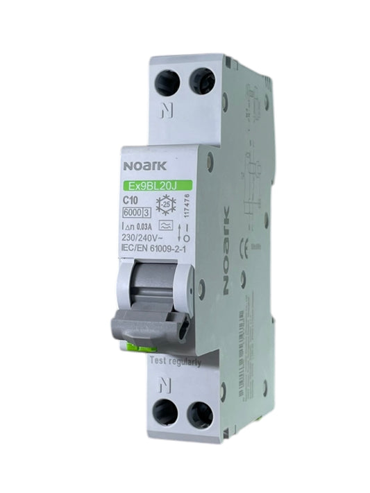 Noark Interruttore magnetotermico differenziale Ex9BL20J 1PN C10 30mA A  TIPO A 30mA 6K 117476