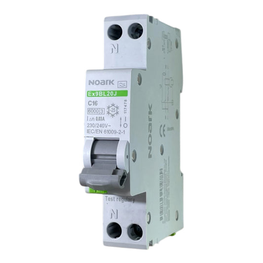 Noark Interruttore magnetotermico differenziale Ex9BL20J 1PN C16 30mA   TIPO A 30mA 6K 117478