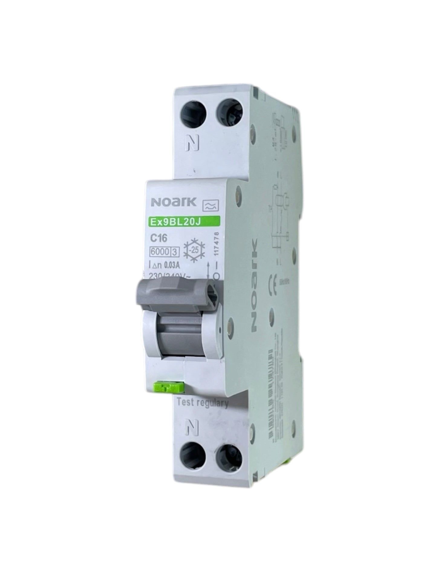 Noark Interruttore magnetotermico differenziale Ex9BL20J 1PN C16 30mA   TIPO A 30mA 6K 117478