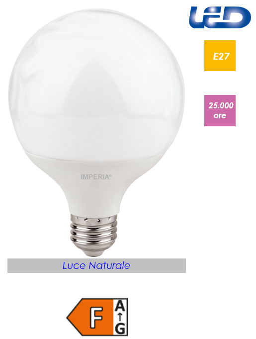 LAMPADINA LED MAXISFERA IMPERIA G95 E27 15W 230V OPALE 4000K 211533